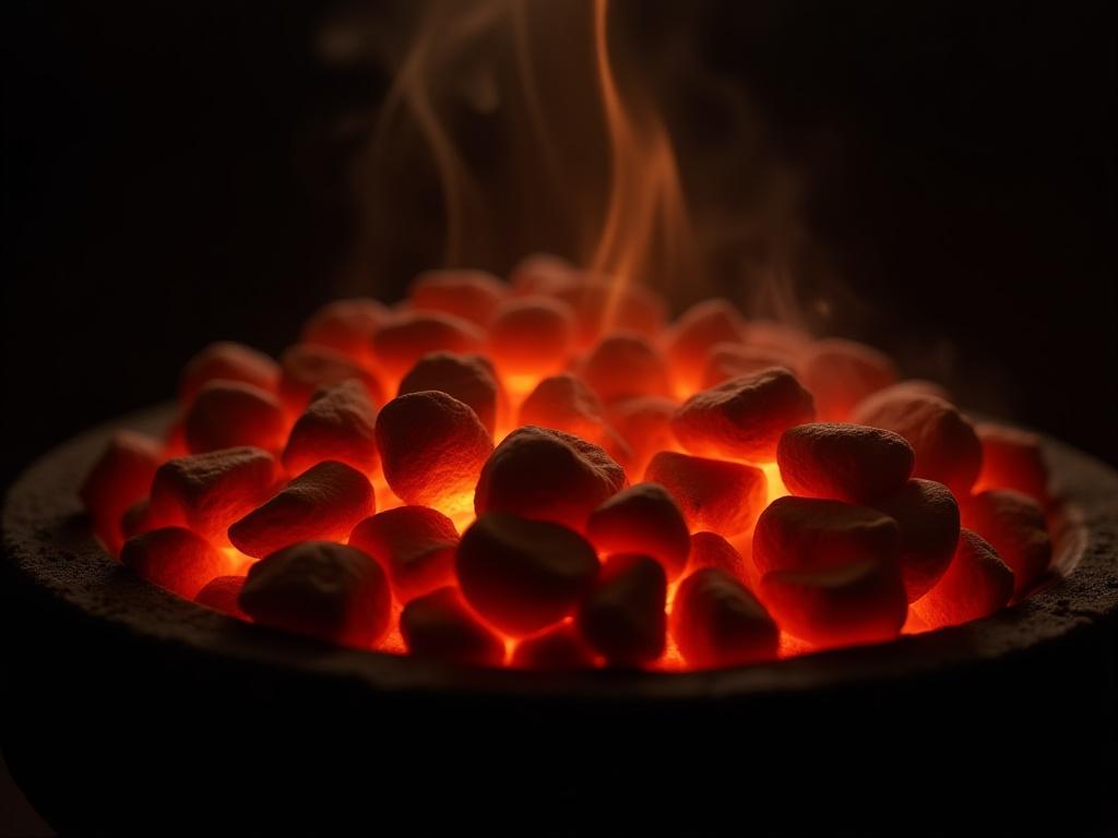 静かに燃える備長炭の輝き